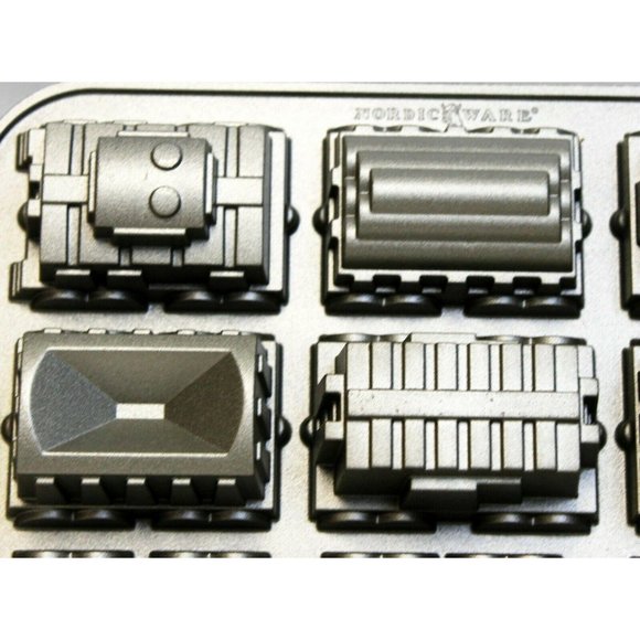 NordicWare Pan Train Cars Mini Bundt Cake Muffin Cupcake Truck 5 cups Classic - Picture 5 of 12